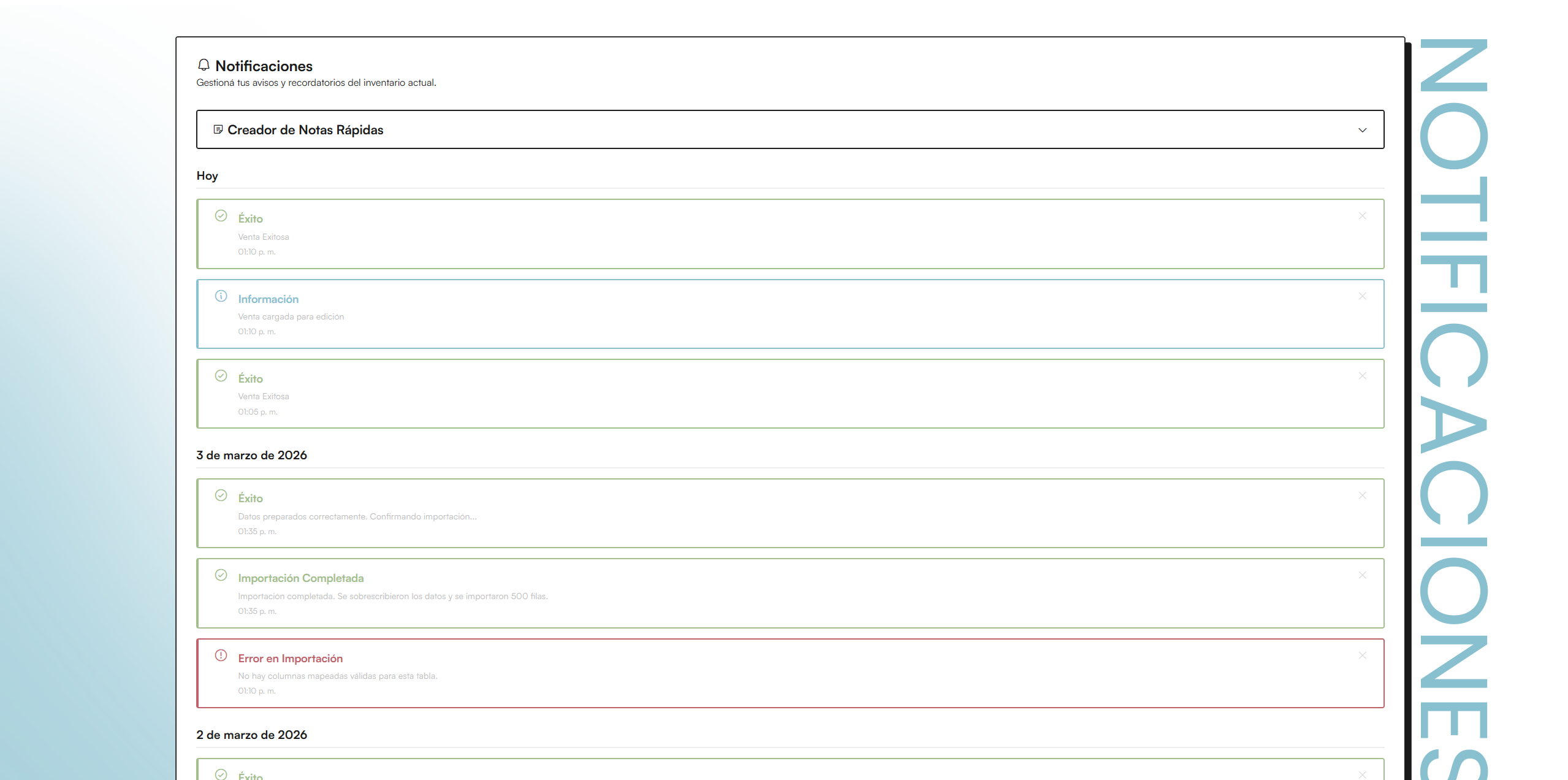 Notificaciones en tiempo real y alertas de Stock bajo