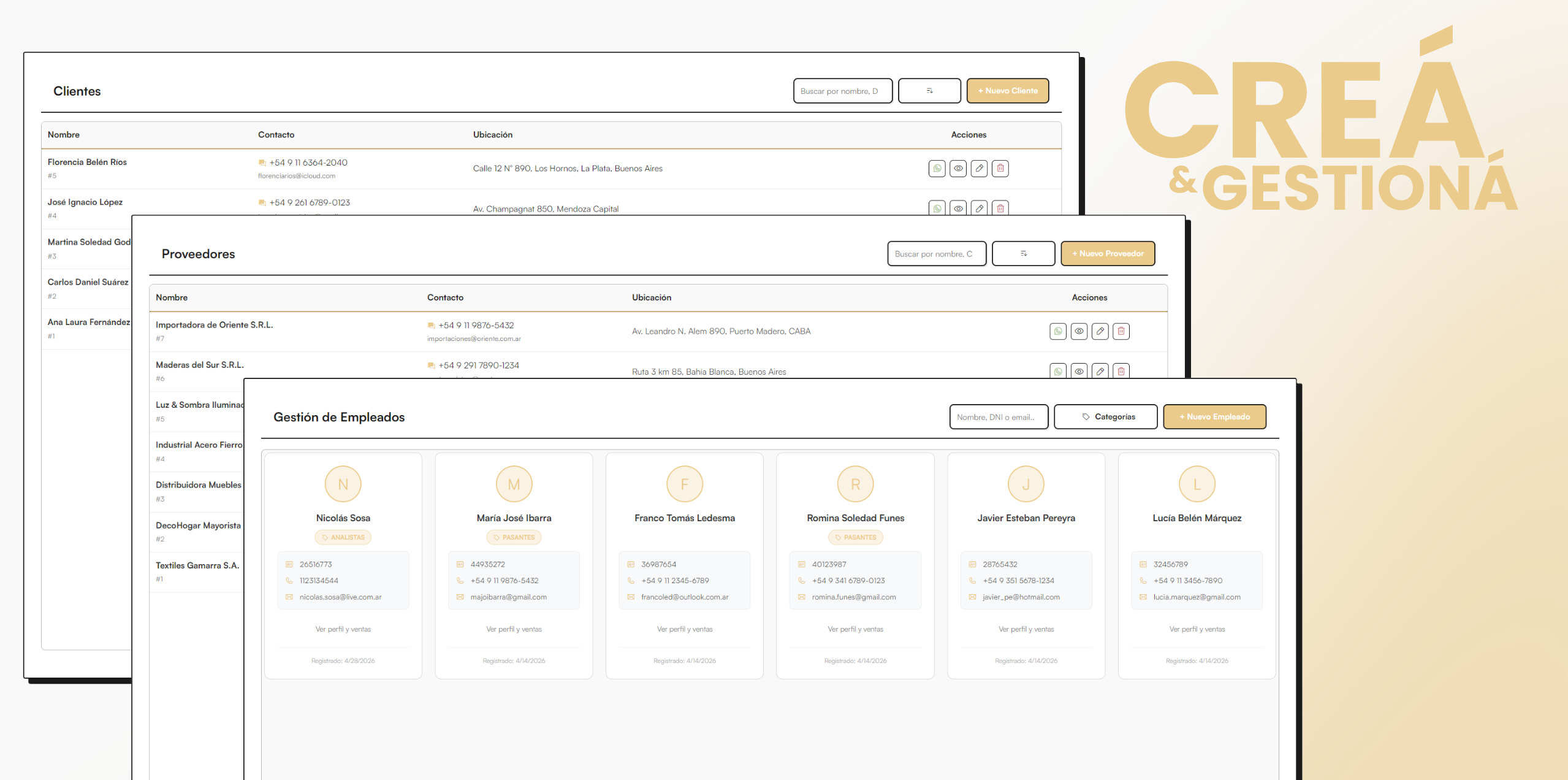 Gestión CRM de Clientes, Proveedores y Empleados